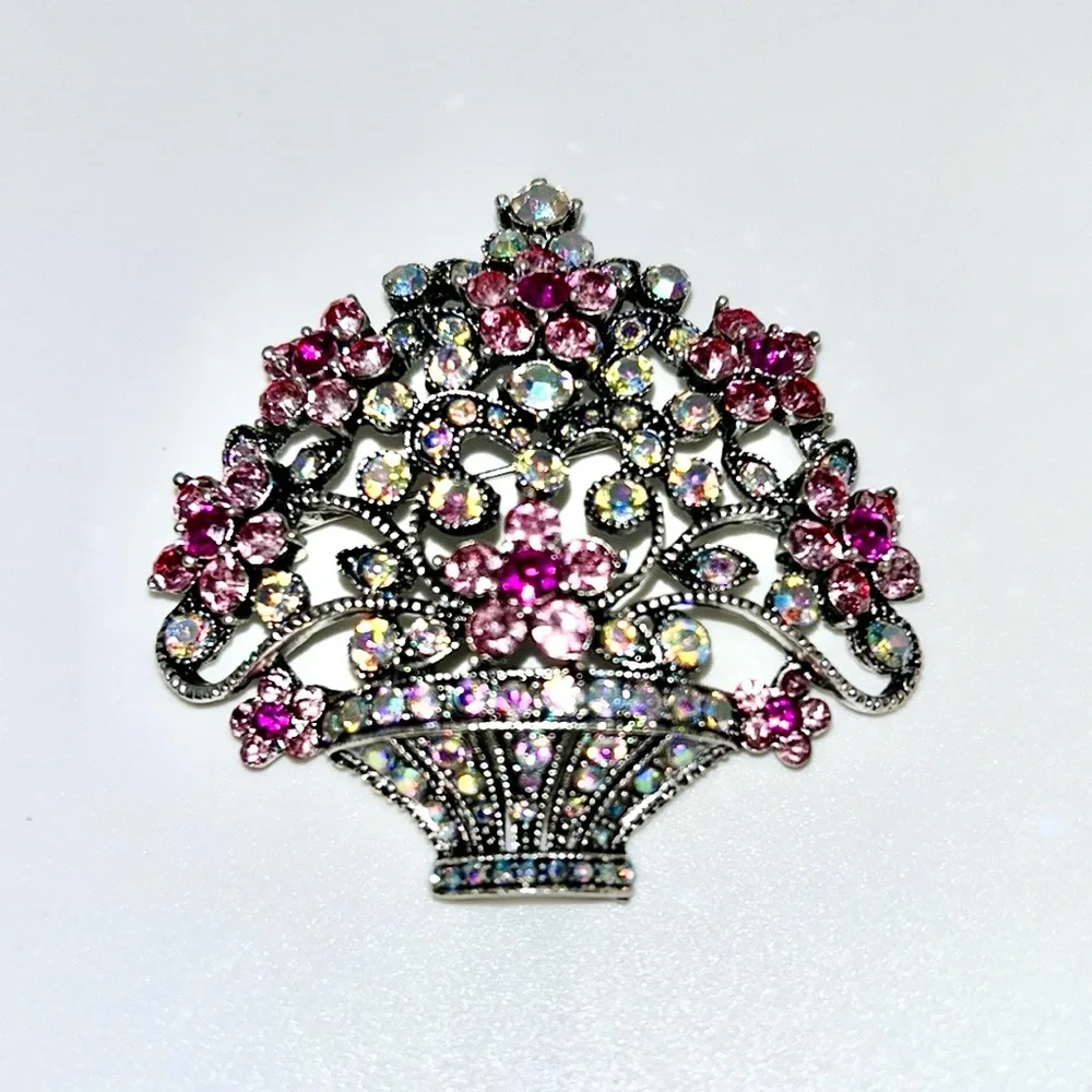 Rhinestone Flower Bouquet Vintage Inspired Brooch